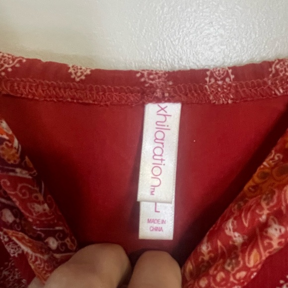 Xhilaration Red and White Patterned Midi Dress - Picture 4 of 4